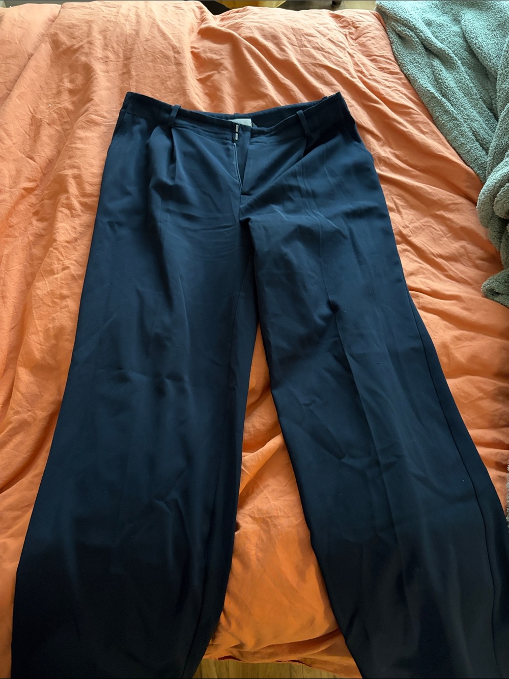 Wide-Leg Dress Pants in Navy — Classic Women's Trousers